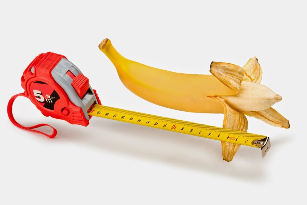 la banana e il centimetro simboleggiano l'ingrandimento del pene