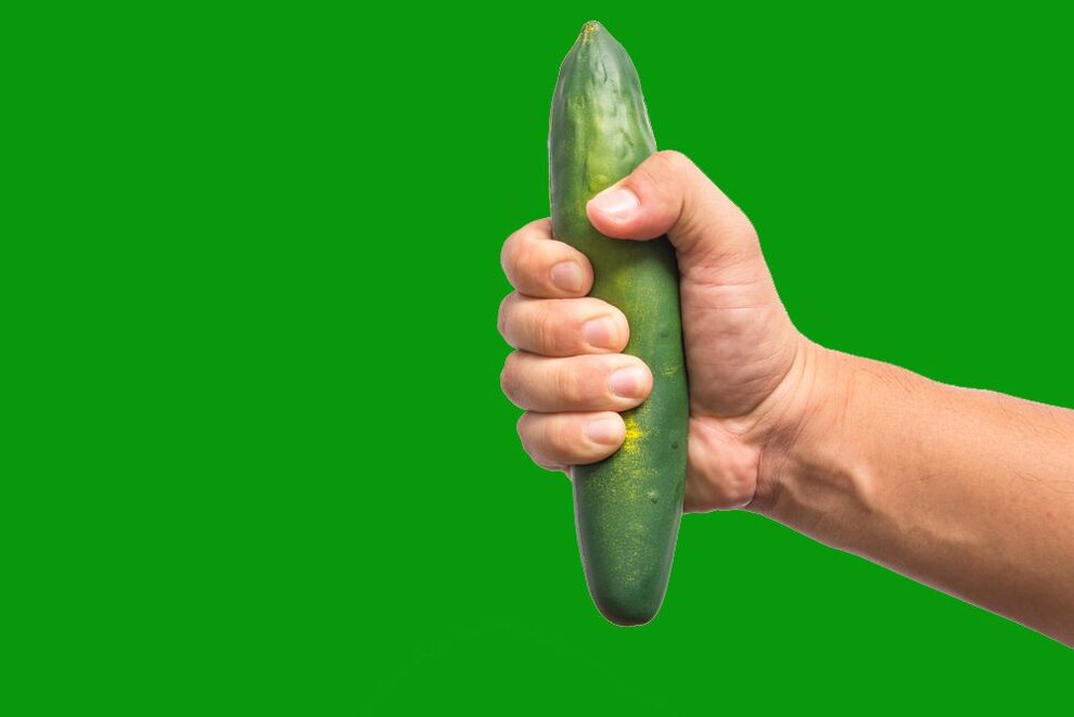 un cetriolo in mano simboleggia l'ispessimento del pene